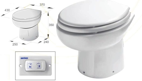 Toaleta VETUS z wyłącznikiem, typu WCP, 24 V