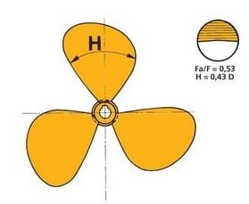 Śruba napędowa Vetus typ P3B, Ø22"
