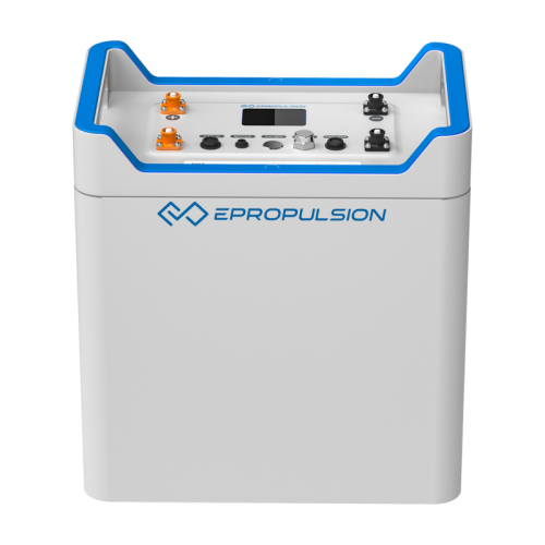 Akumulator ePropulsion E60 LiFePO4 48V – nowoczesna bateria do silników elektrycznych. Solidna obudowa, złącza prądowe, wyświetlacz LCD i porty komunikacyjne. Idealna do silników ePropulsion Navy EVO.