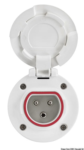 gniazdo przyłączeniowe portowe 230V (shore power inlet) w kolorze białym