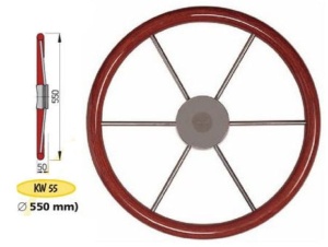 KOŁO STEROWE Z OBRĘCZĄ MAHONIOWĄ VETUS KW55 Ø 550mm