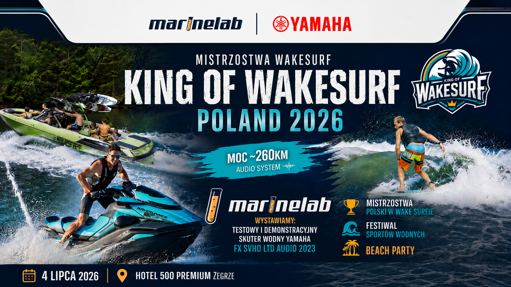 Yamaha WaveRunner na King of Wakesurf Poland 2026 – zobacz FX SVHO od MarineLab